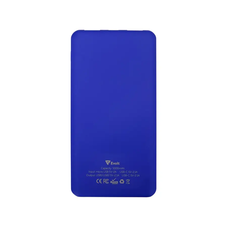 Портативное зарядное устройство Evolt Reserve с USB Type-C, 5000 mAh, синее — фото 3