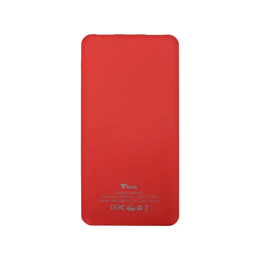 Портативное зарядное устройство Evolt Reserve с USB Type-C, 5000 mAh, красное — фото 3