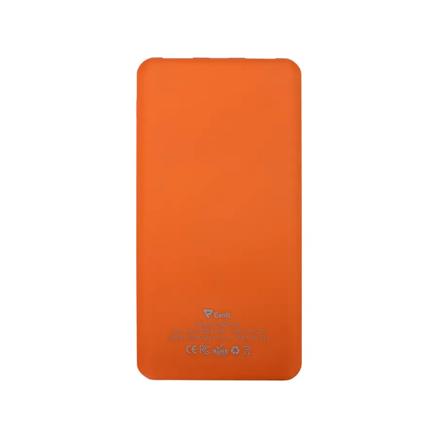 Портативное зарядное устройство Evolt Reserve с USB Type-C, 5000 mAh, оранжевое — фото 3