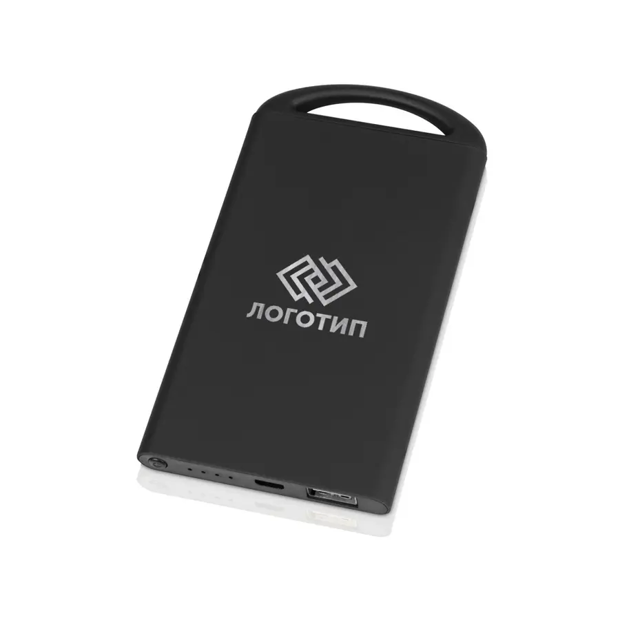 Внешний аккумулятор Shine с зеркальной гравировкой, 4000 mAh, черное — фото 1