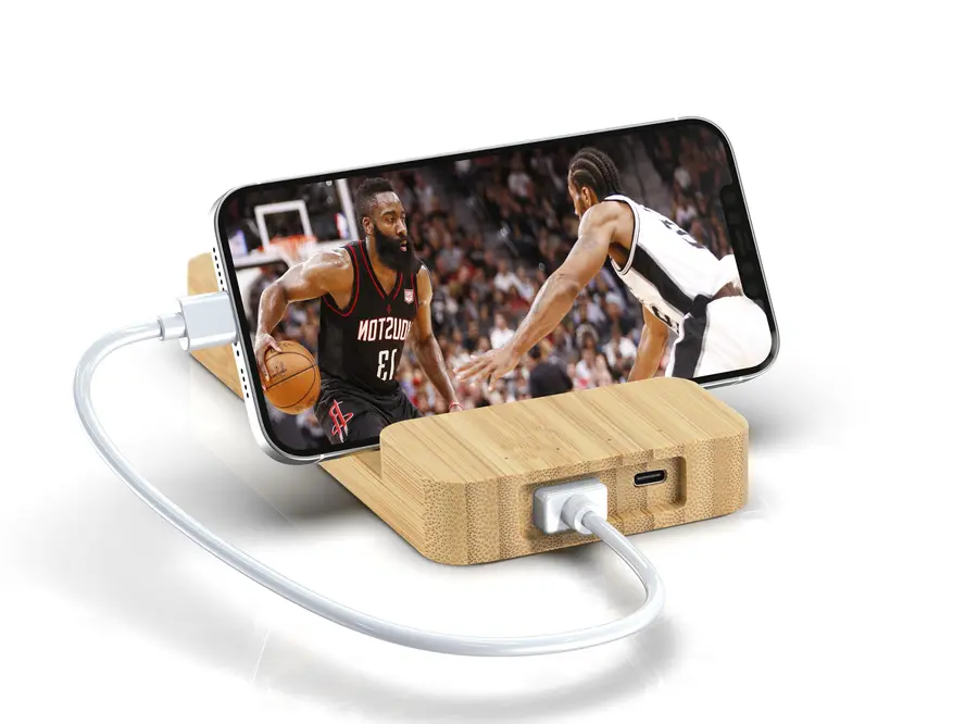 Беспроводное зарядное устройство Bamboo Power 5000 mAh с подставкой под смартфон — фото 3