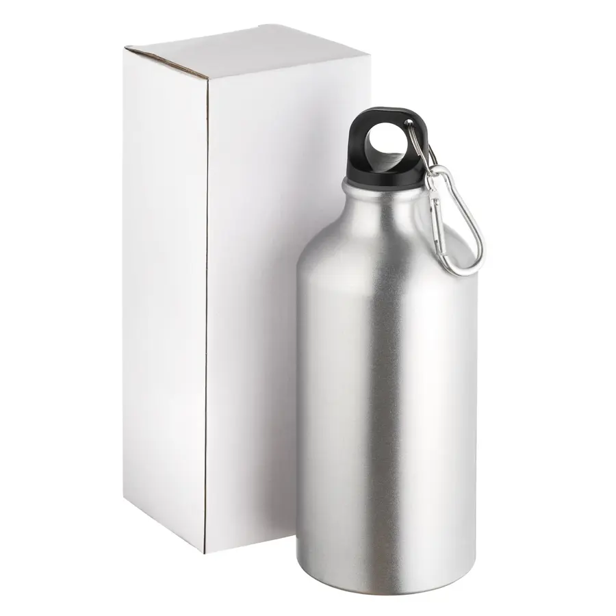 Бутылка для воды для сублимации с карабином Flask 500, серебристая — фото 4