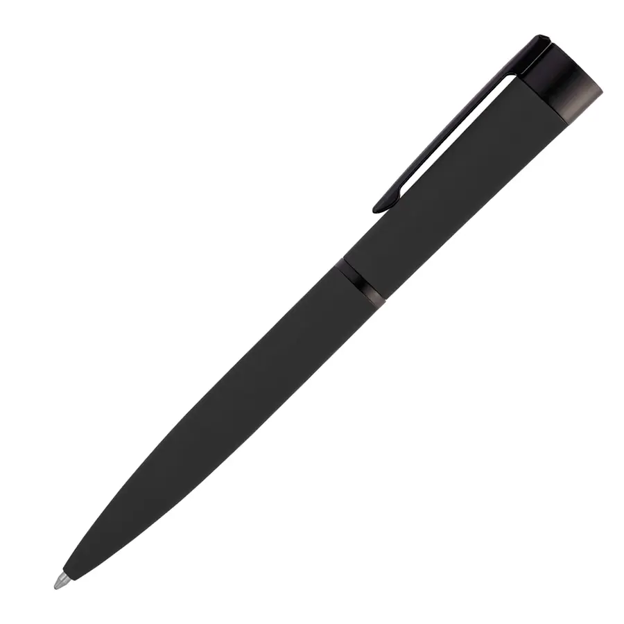 Ручка металлическая шариковая Grom Soft Black, черная, зеркальная гравировка — фото 2