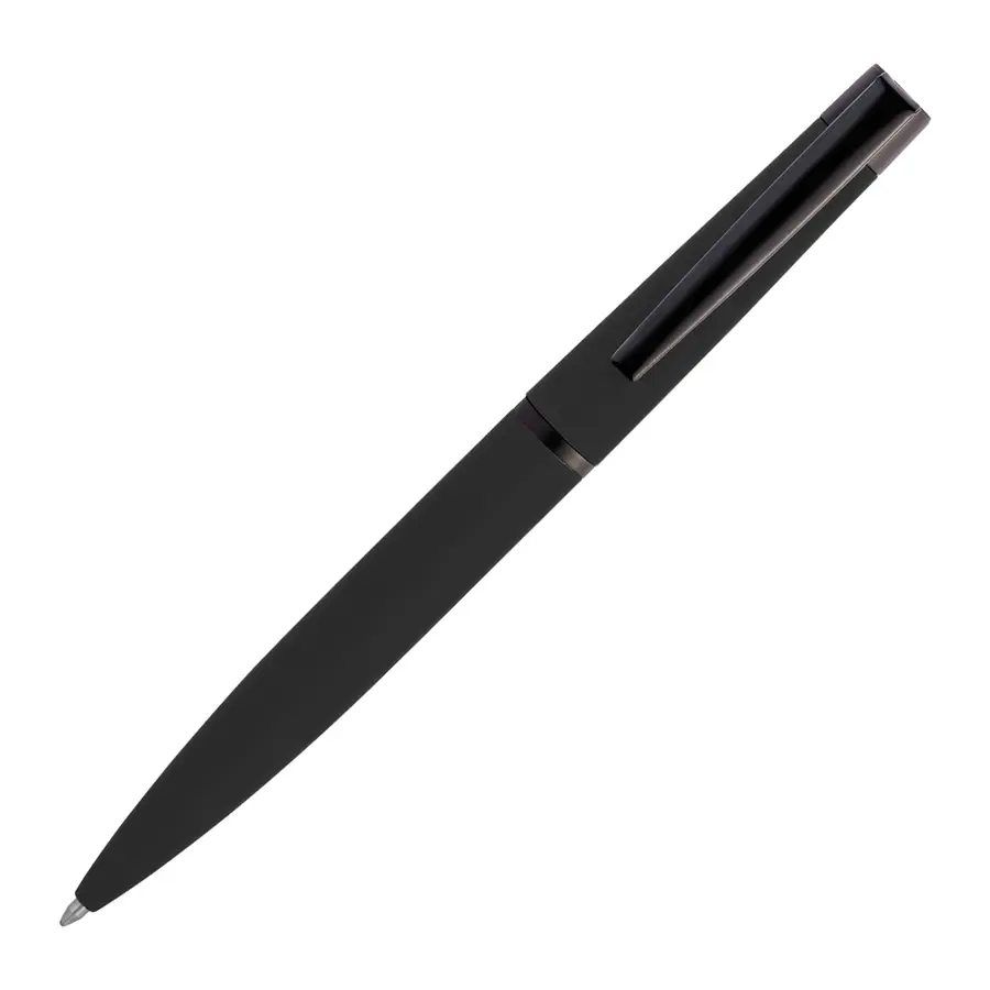 Ручка металлическая шариковая Grom Soft Black, черная, зеркальная гравировка — фото 3