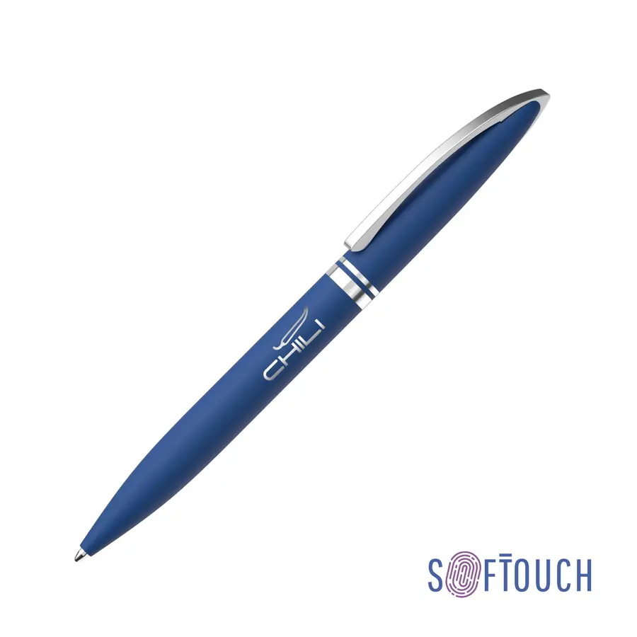 Ручка шариковая Rocket, покрытие soft touch, темно-синяя — фото 1