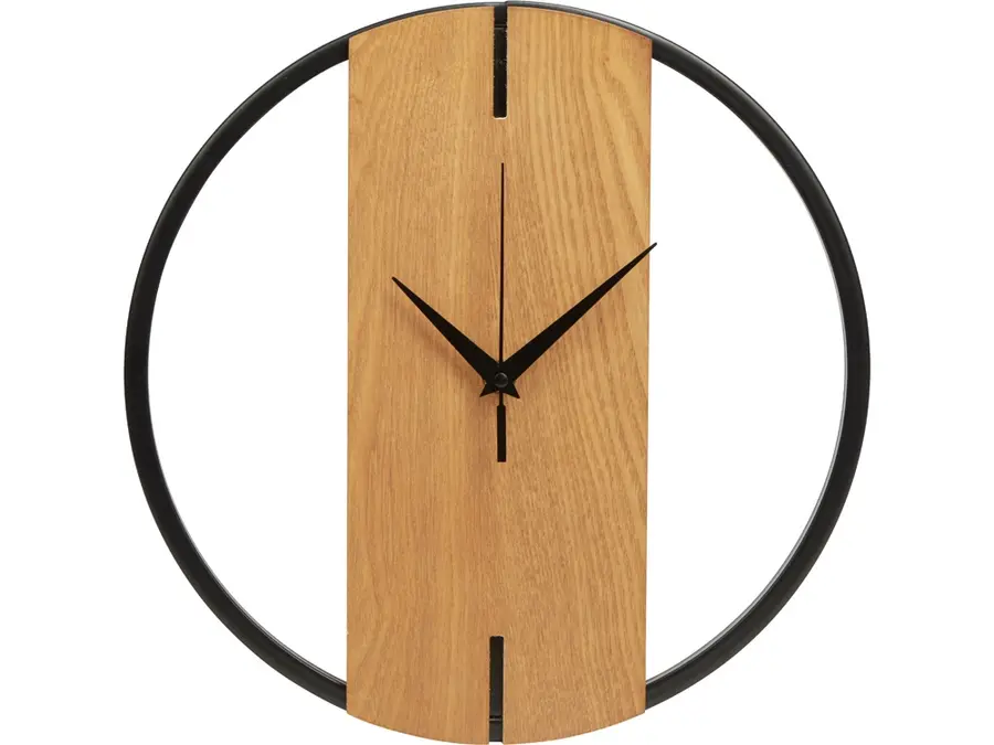 Деревянные часы с металлическим ободом Time Wheel, вертикальные — фото 2