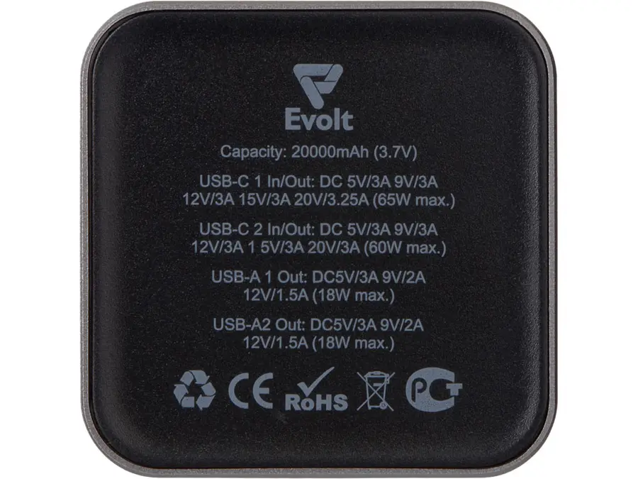 Внешний аккумулятор для ноутбуков EVOLT Main 65 Вт, 20000 mAh, серый — фото 3