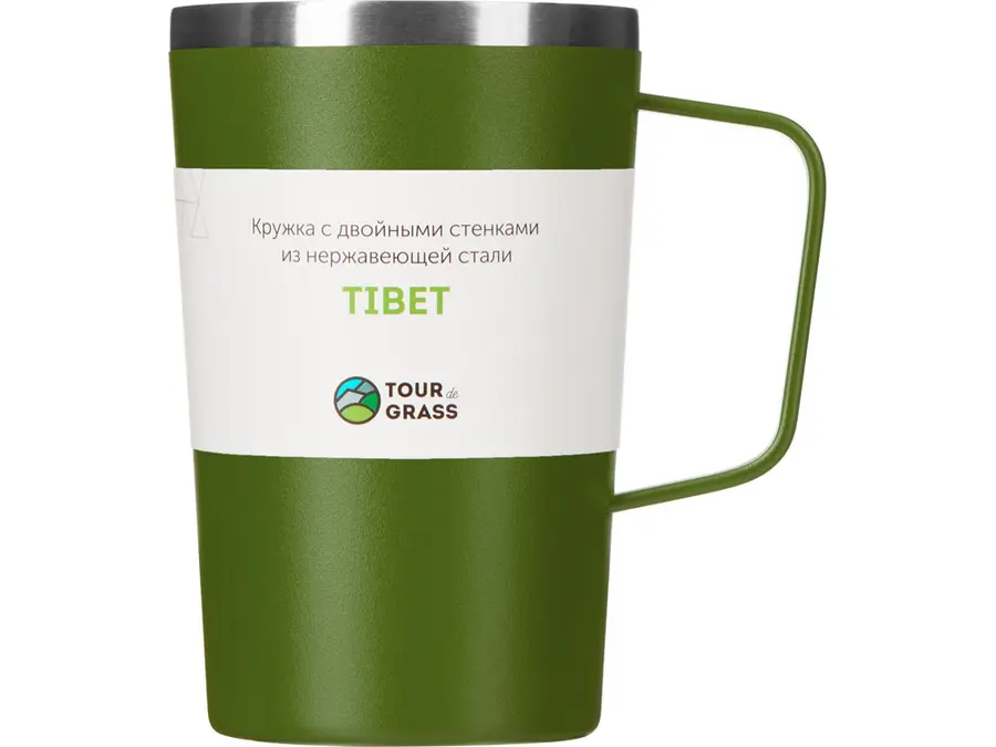 Стальная кружка с двойными стенками и порошковым покрытием TOUR de GRASS Tibet, зеленая — фото 4