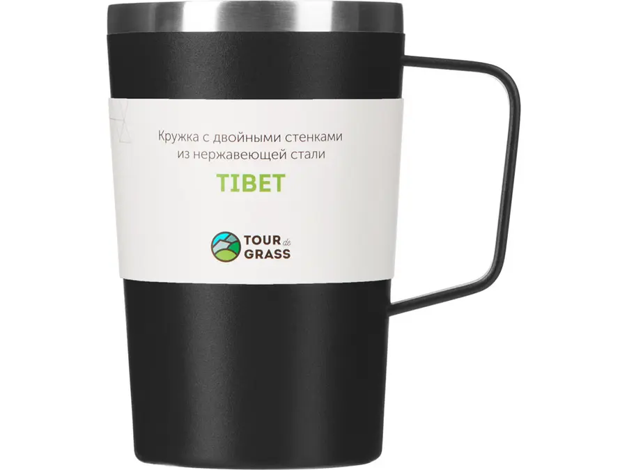 Стальная кружка с двойными стенками и порошковым покрытием TOUR de GRASS Tibet, черная — фото 4