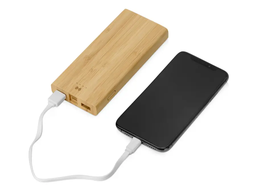 Внешний беспроводной аккумулятор из бамбука Bamboo Air, 10000 mAh — фото 2