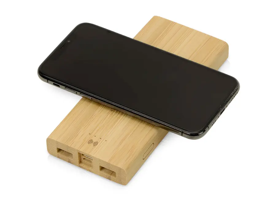 Внешний беспроводной аккумулятор из бамбука Bamboo Air, 10000 mAh — фото 3