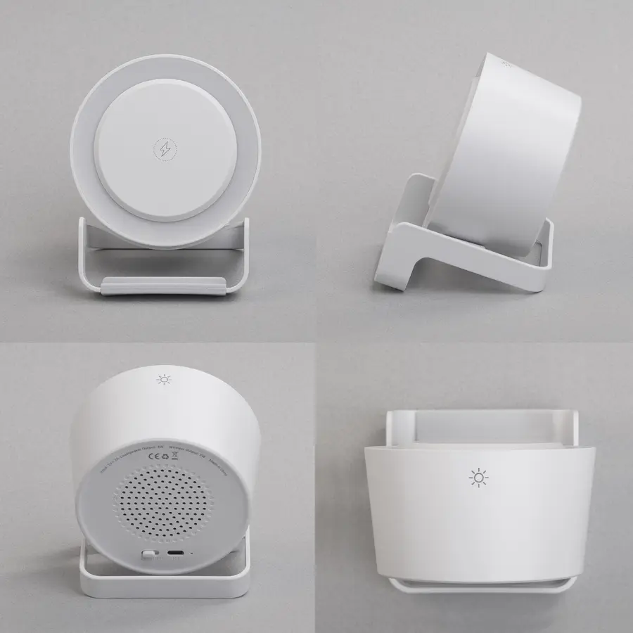 Bluetooth колонка-подставка Smart Sound с беспроводным (10W) зарядным устройством и подсветкой, белый — фото 2