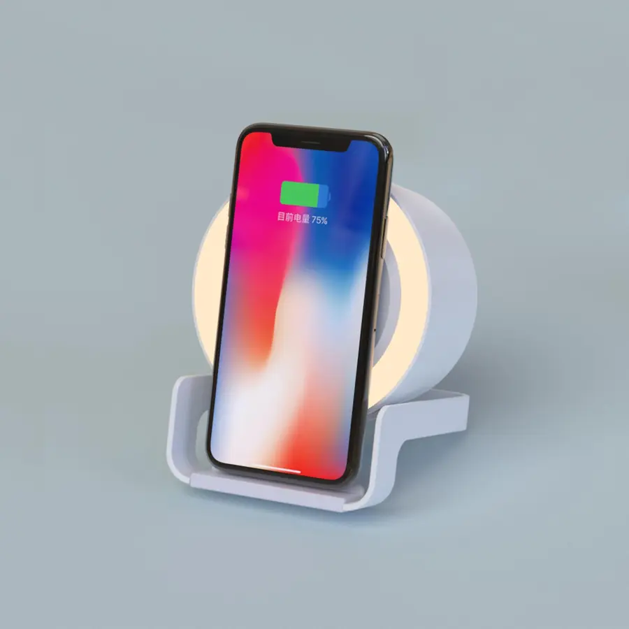 Bluetooth колонка-подставка Smart Sound с беспроводным (10W) зарядным устройством и подсветкой, белый — фото 4