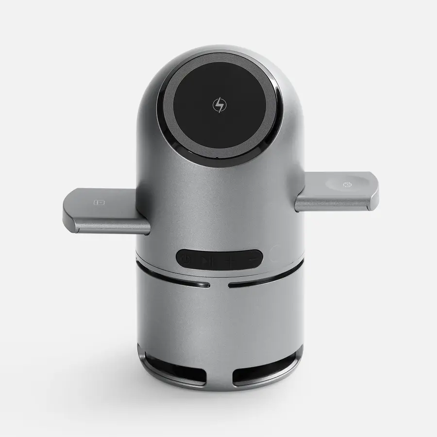 Bluetooth-колонка с беспроводной зарядкой Droid, серая — фото 3