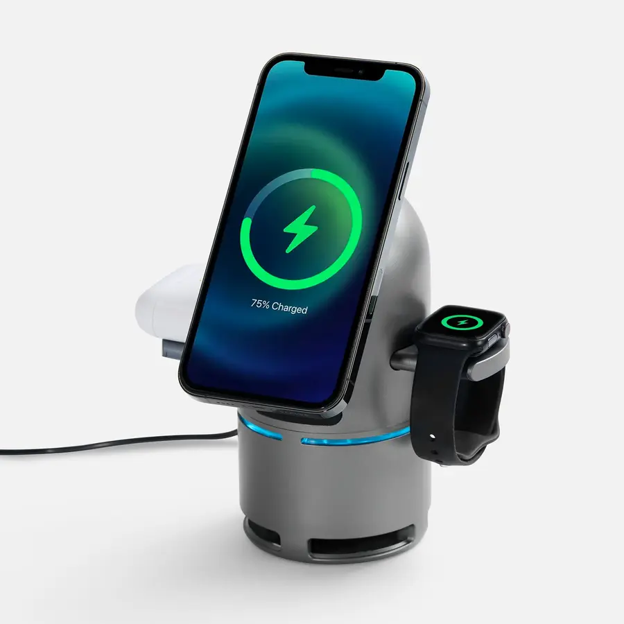 Bluetooth-колонка с беспроводной зарядкой Droid, серая — фото 4