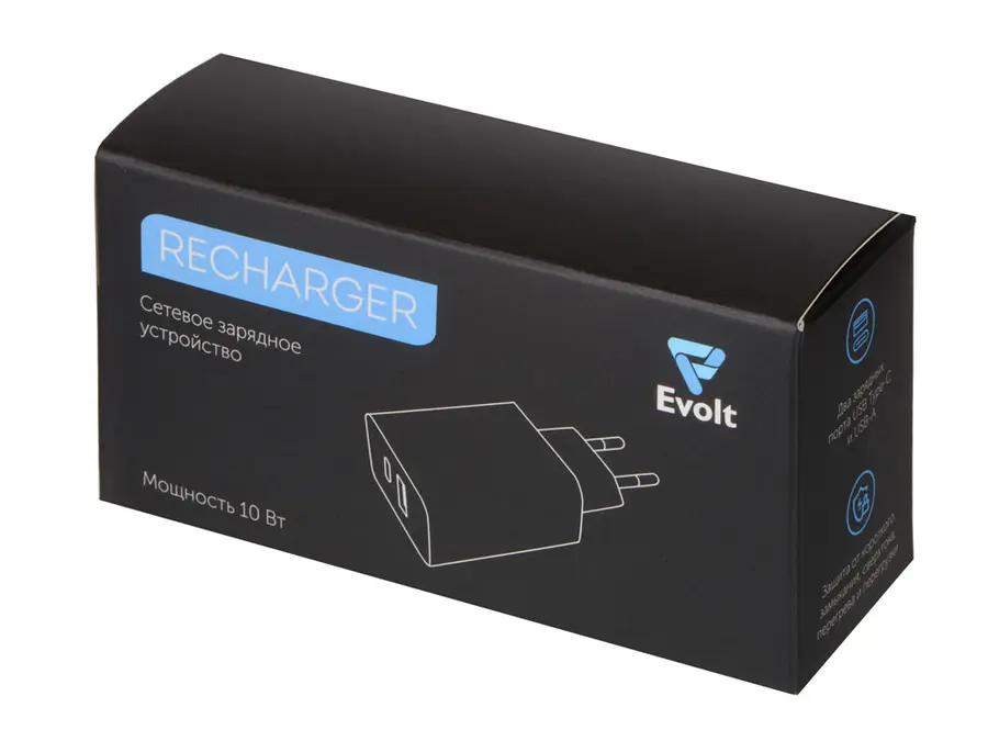 Сетевое зарядное устройство c выходами USB-A и USB-C Evolt Recharger», 10 Вт, белый — фото 4