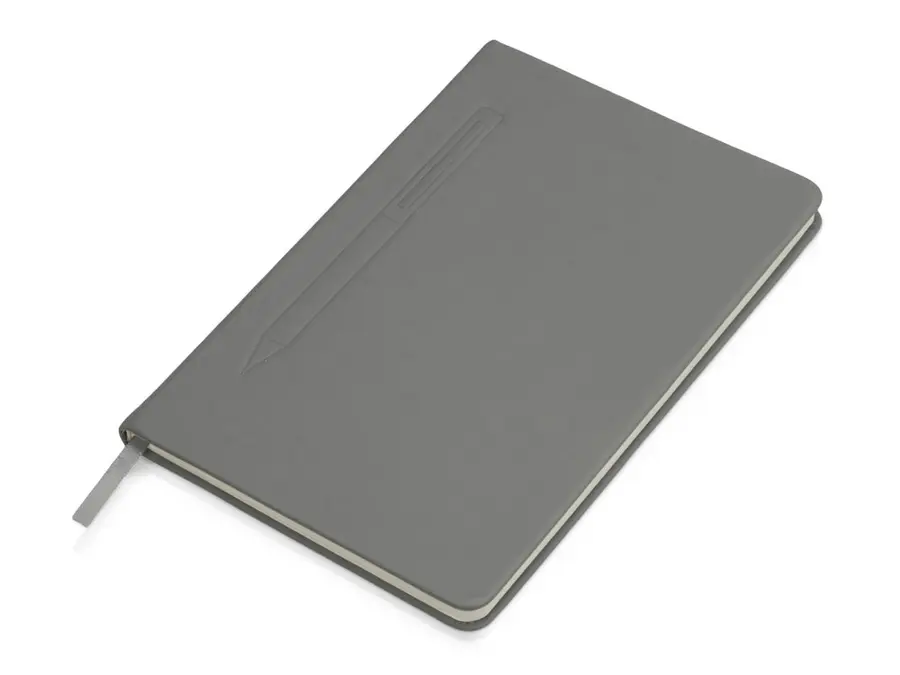 Блокнот А5 Magnet soft-touch с магнитным держателем для ручки, серый — фото 1