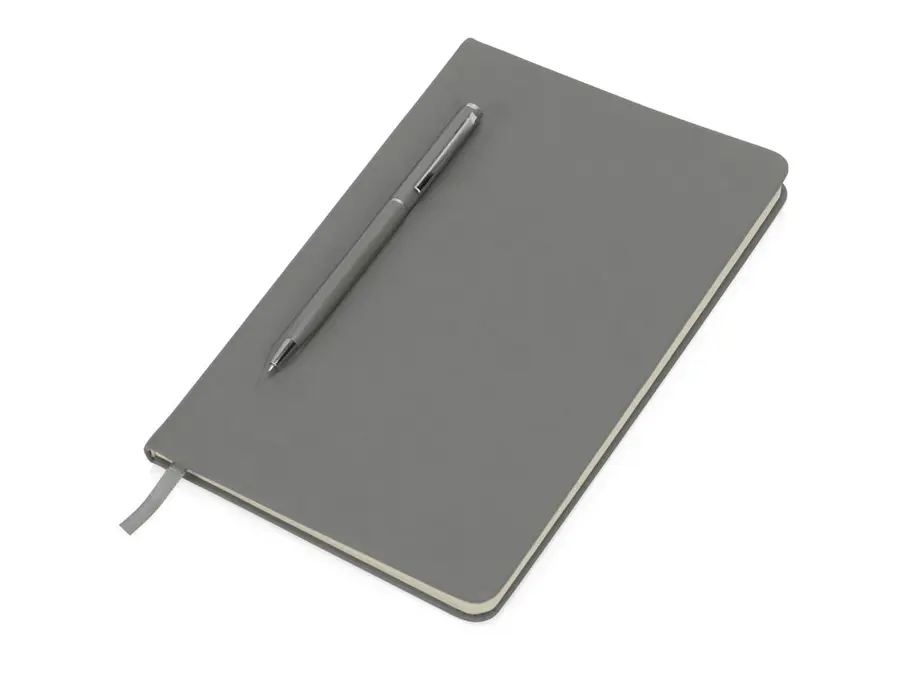 Блокнот А5 Magnet soft-touch с магнитным держателем для ручки, серый — фото 2