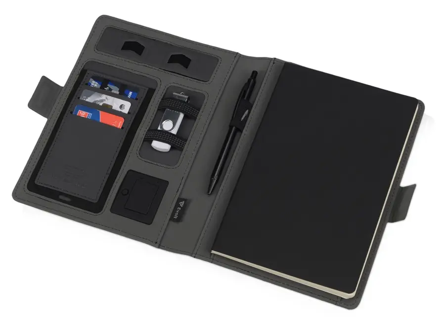 Органайзер с беспроводной зарядкой Evolt Powernote, 5000 mAh, черный — фото 3