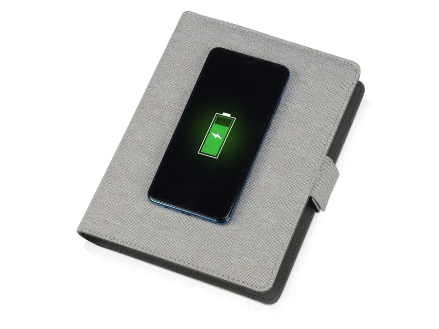 Органайзер с беспроводной зарядкой Evolt Powernote, 5000 mAh, серый — фото 2