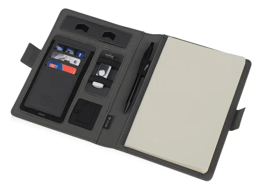 Органайзер с беспроводной зарядкой Evolt Powernote, 5000 mAh, серый — фото 3