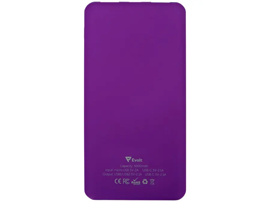 Внешний аккумулятор Evolt Reserve с USB Type-C, 5000 mAh, фиолетовый — фото 4