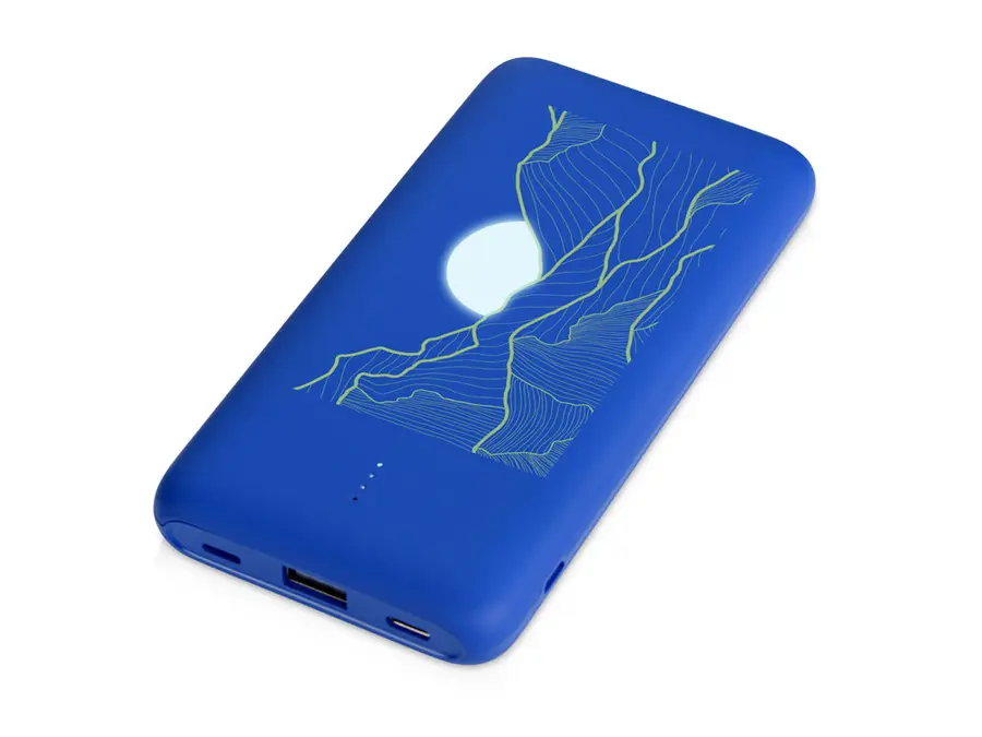Внешний беспроводной аккумулятор с подсветкой лого Evolt Reserve X, 8000 mAh, синий — фото 2