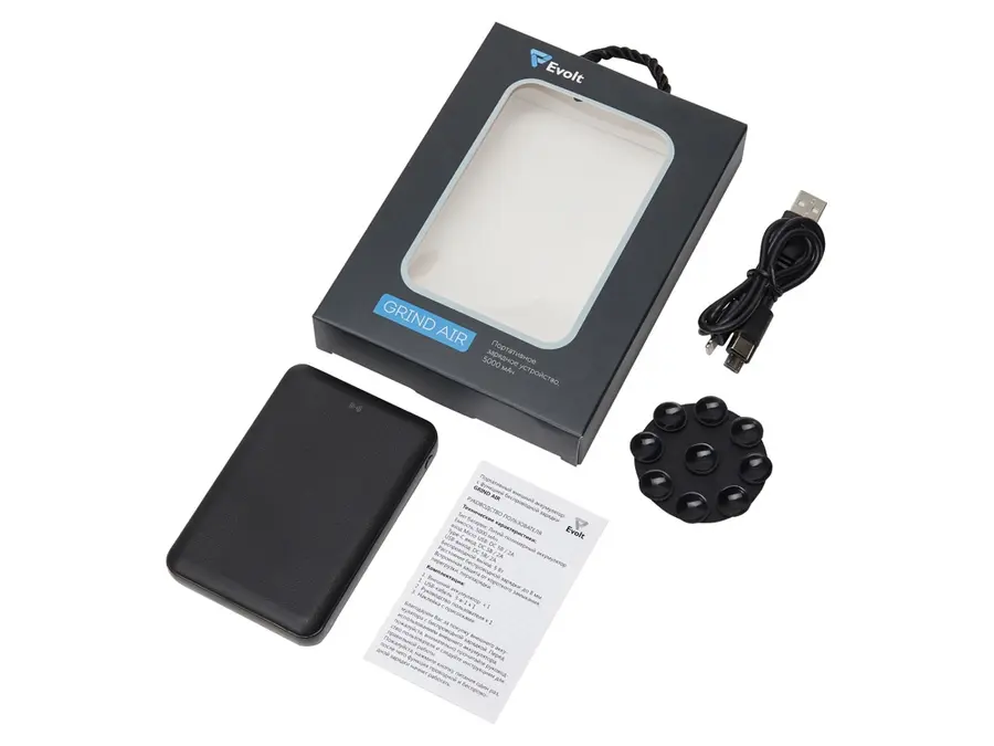 Беспроводной внешний аккумулятор Evolt Grind Air, 5000 mAh — фото 3