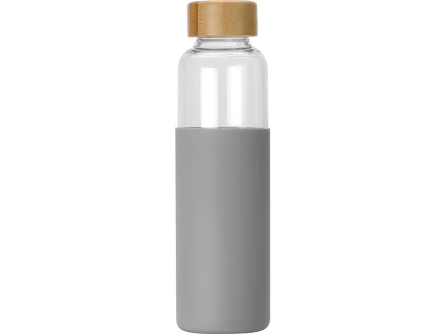 Стеклянная бутылка для воды в силиконовом чехле Refine, серый — фото 2