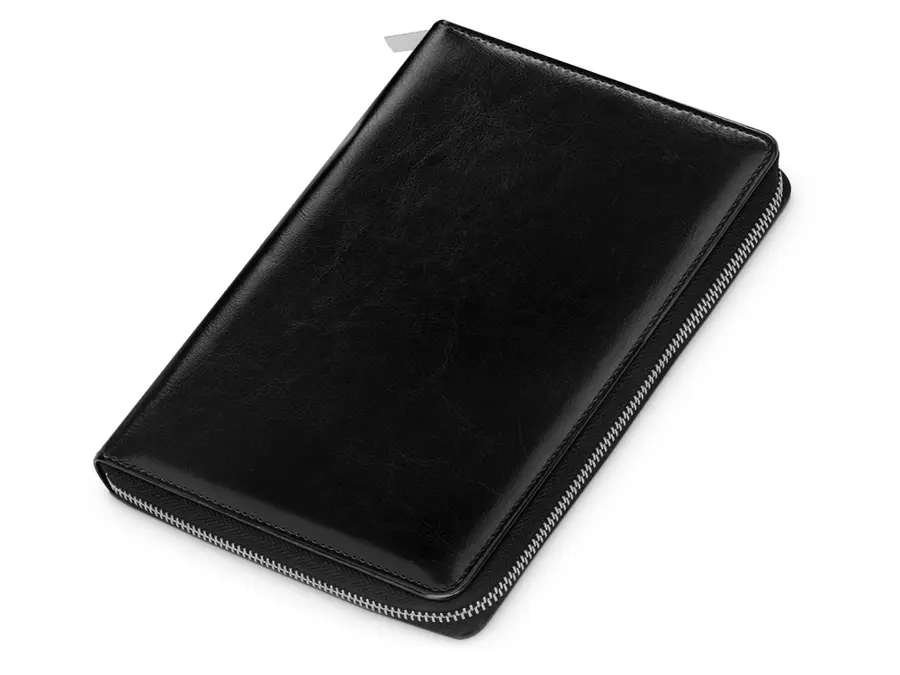 Бизнес-блокнот на молнии А5 Fabrizio с RFID защитой, черный — фото 1