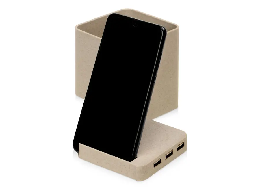 Настольный органайзер Cubic с функциями USB-хаба и беспроводной зарядки — фото 4