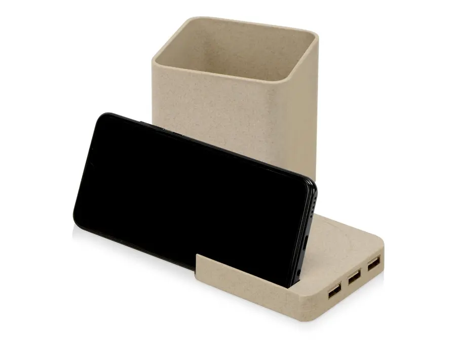 Настольный органайзер Cubic с функциями USB-хаба и беспроводной зарядки — фото 5