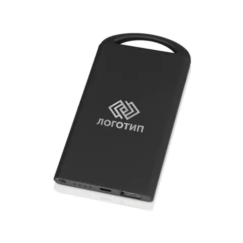 Внешний аккумулятор Shine с зеркальной гравировкой, 4000 mAh, черное