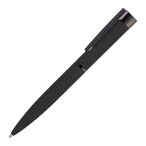 Ручка металлическая шариковая Grom Soft Black, черная, зеркальная гравировка