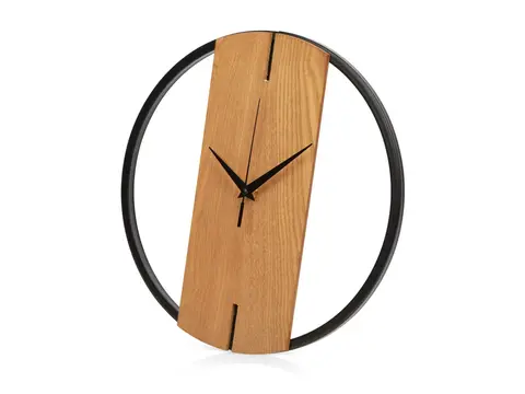 Деревянные часы с металлическим ободом Time Wheel, вертикальные