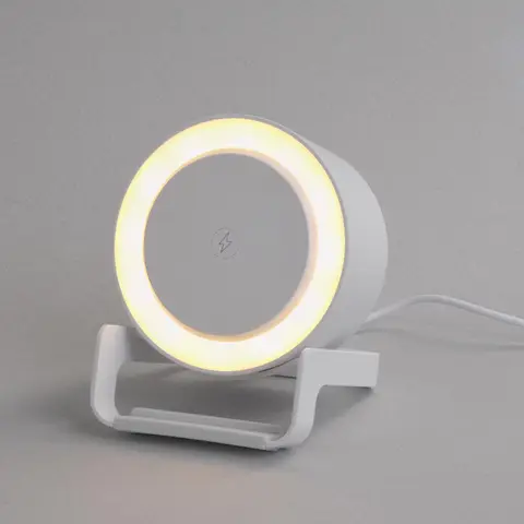 Bluetooth колонка-подставка Smart Sound с беспроводным (10W) зарядным устройством и подсветкой, белый